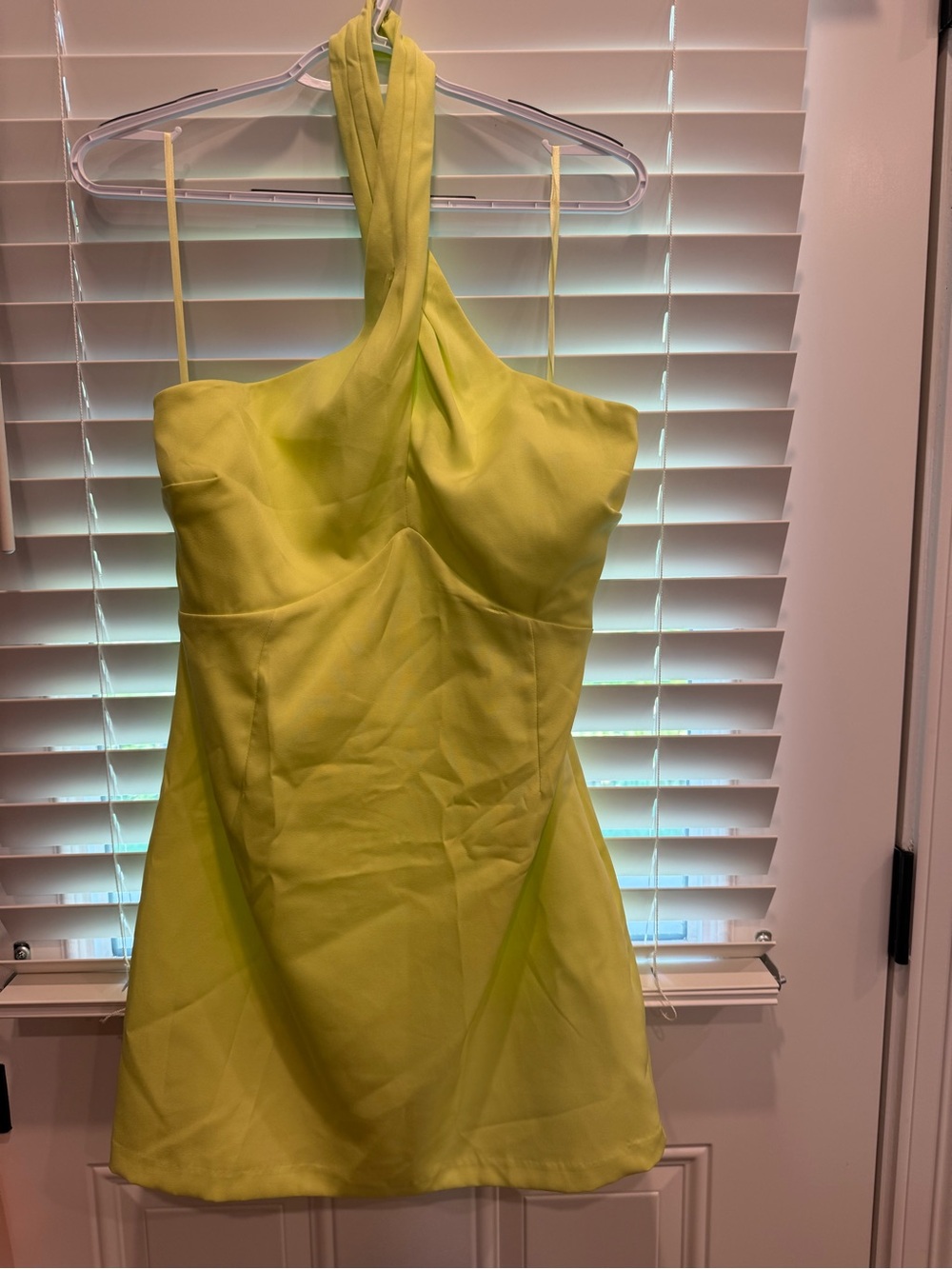 DO+BE Twist Halter Mini Dress in Lime